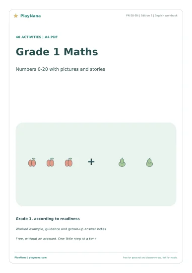 Grade 1 Maths: Numbers 0–20, English edition cover