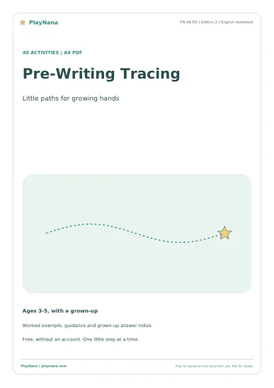 Pre-Writing Tracing Adventures, English edition cover